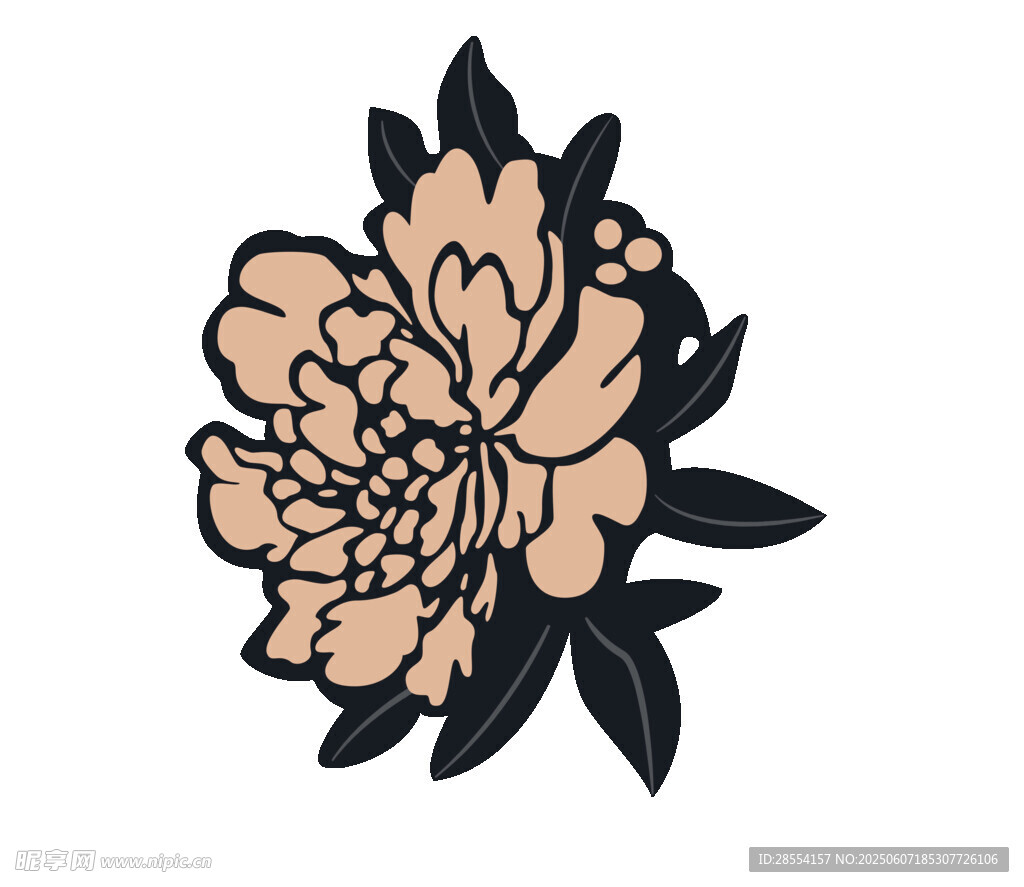 复古风格手绘牡丹花图案