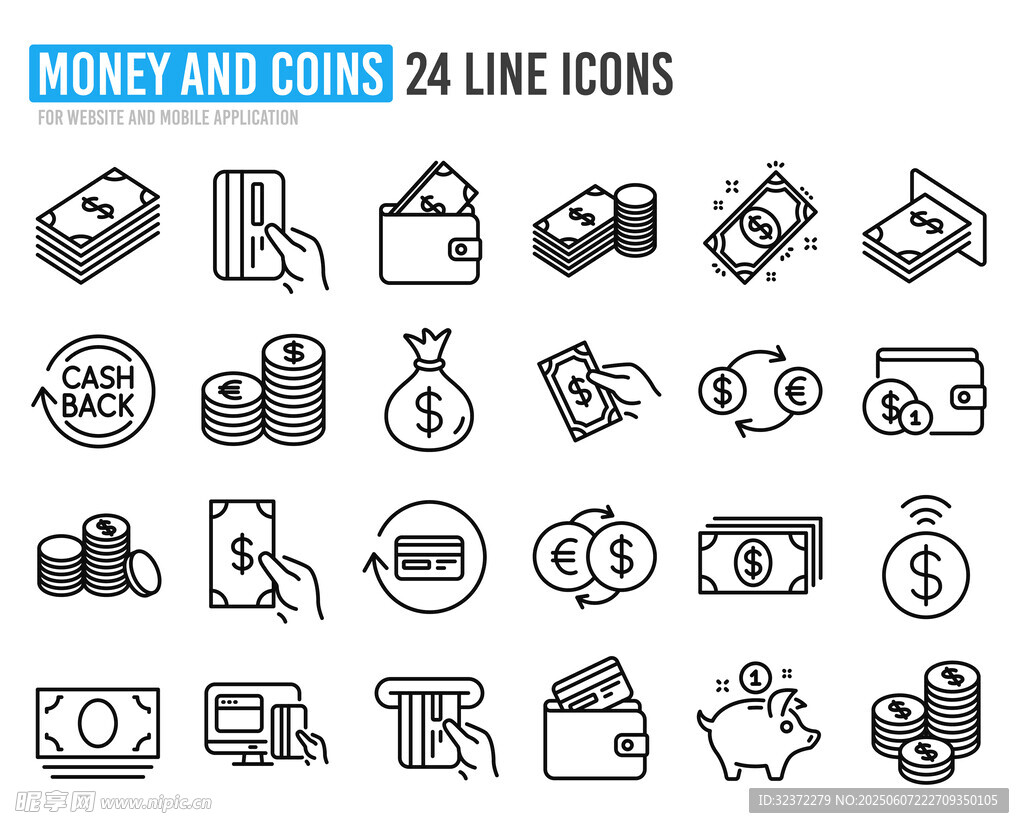 家居与金融线性图标集