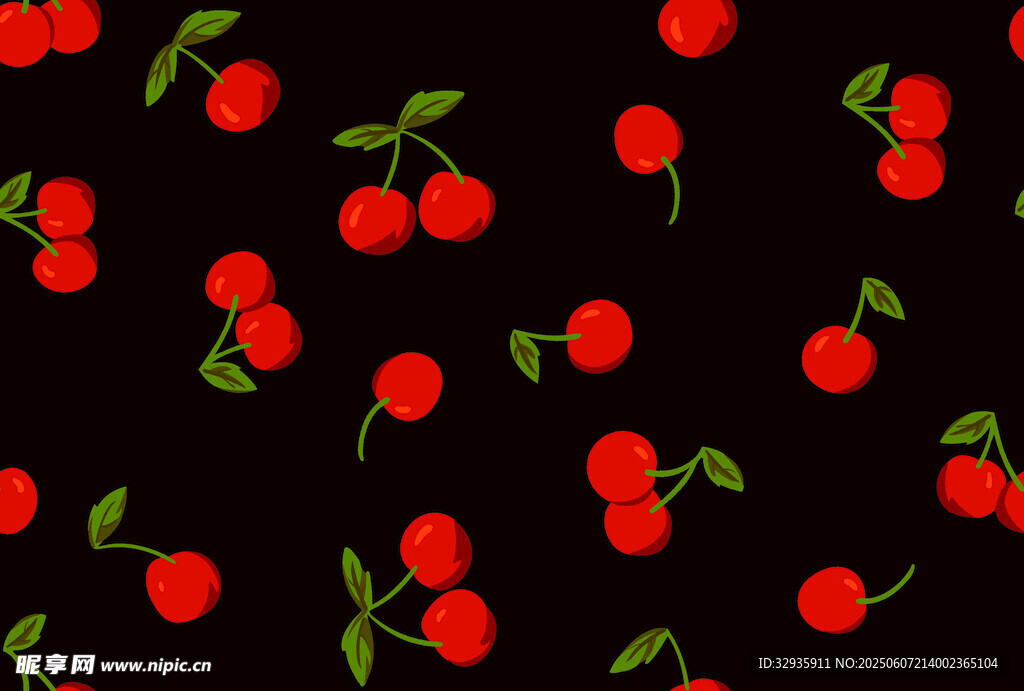 黑色背景上的樱桃图案