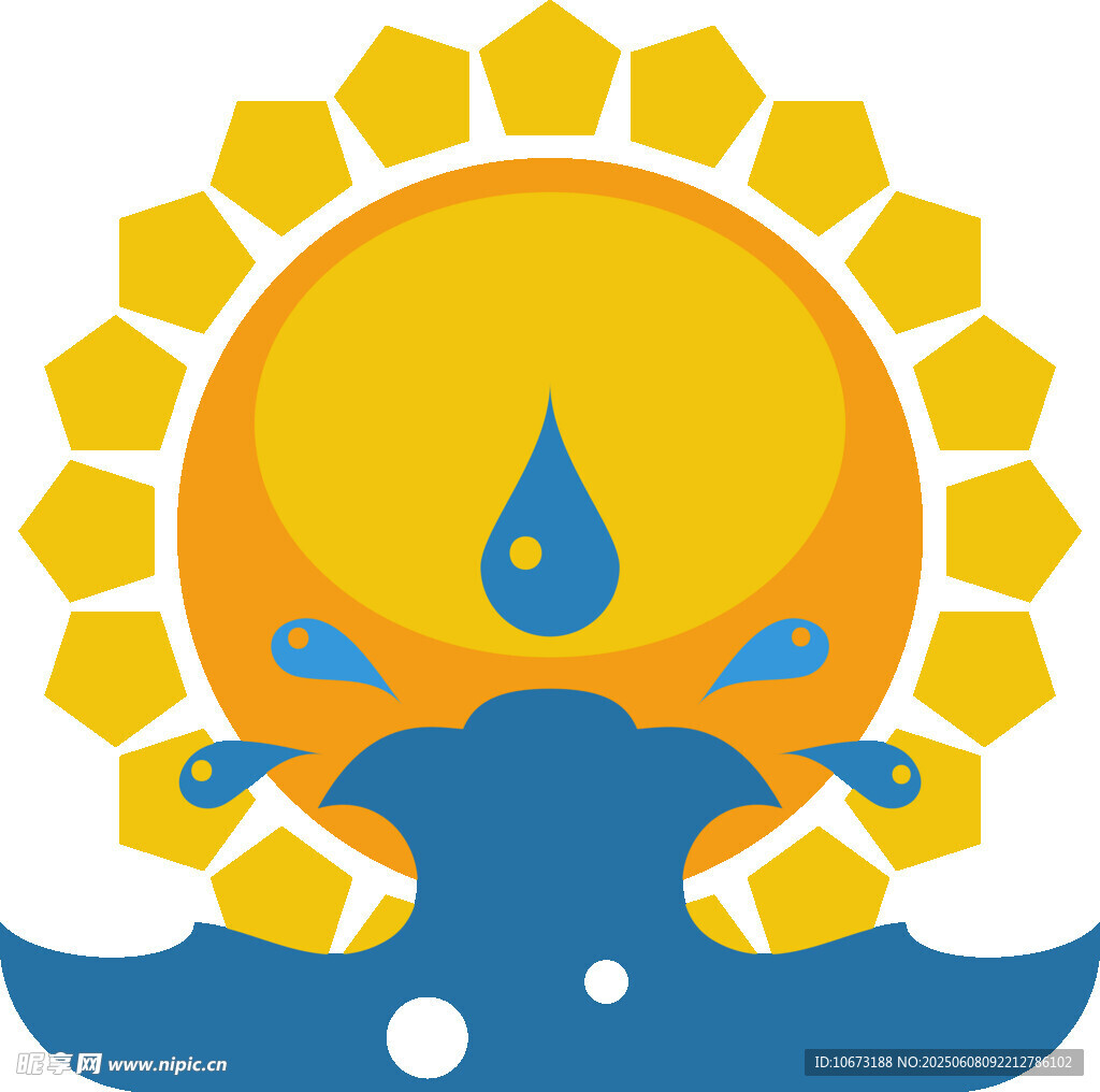 太阳水滴海洋图标设计