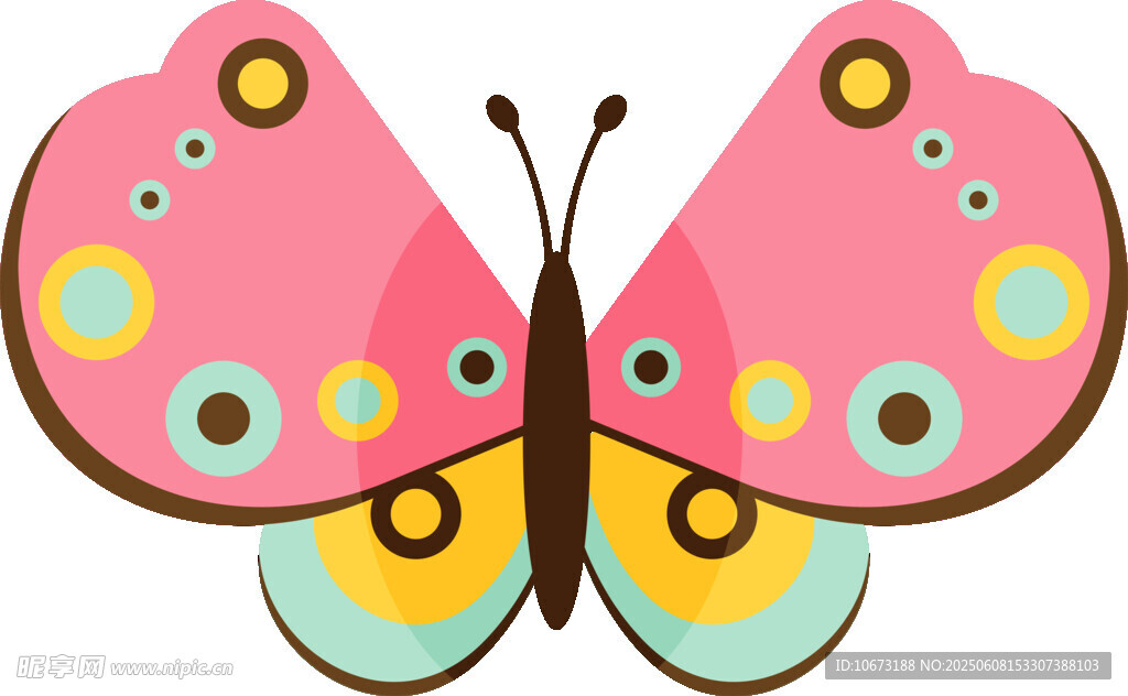 可爱粉色蝴蝶插画图案