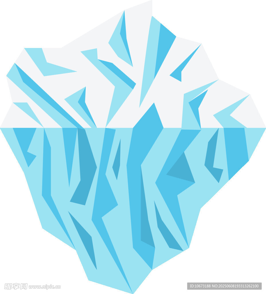 蓝色立体冰山插画