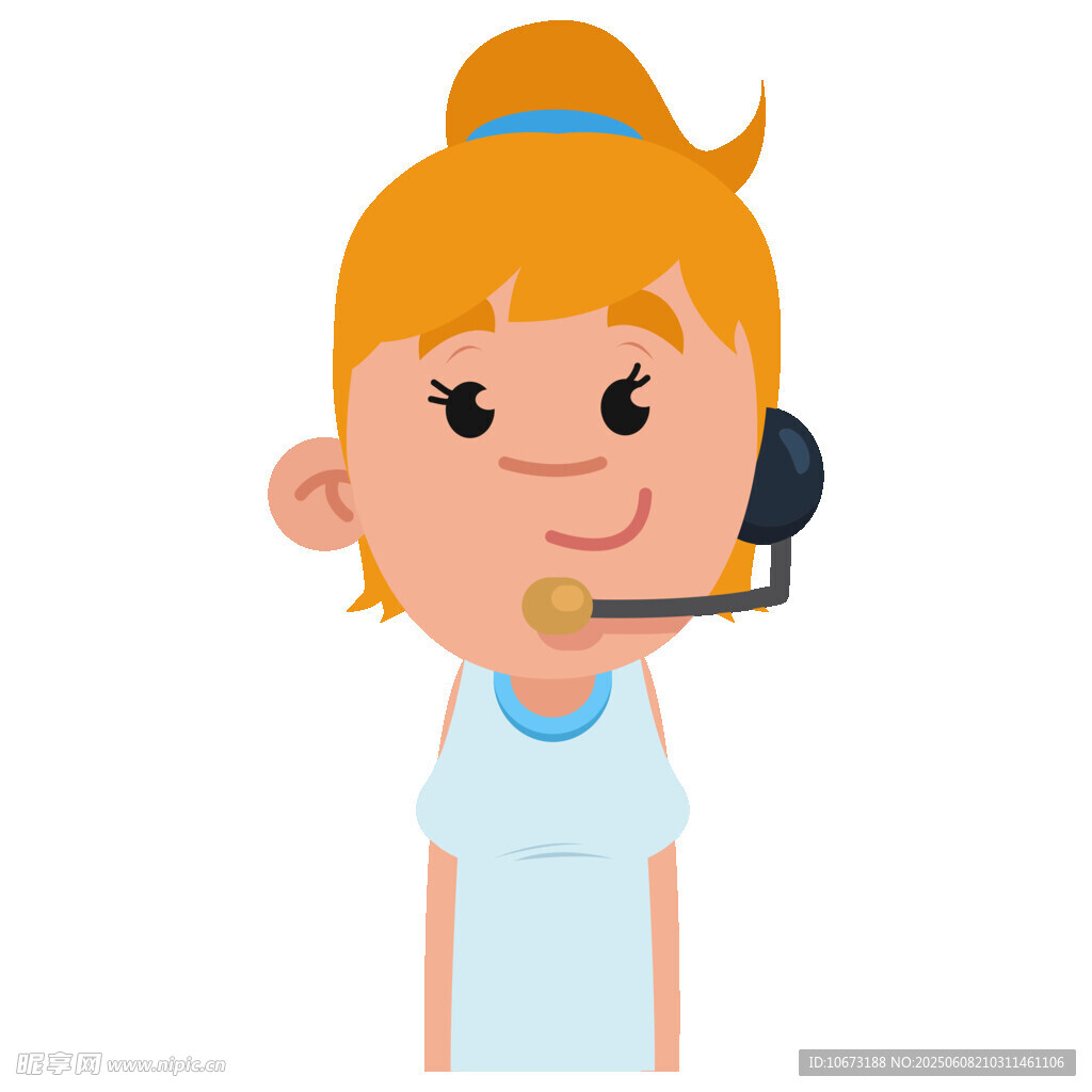 戴耳机的可爱卡通女孩