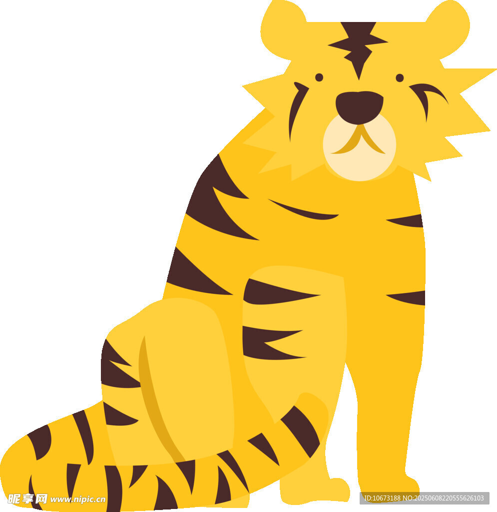 可爱坐姿老虎插画