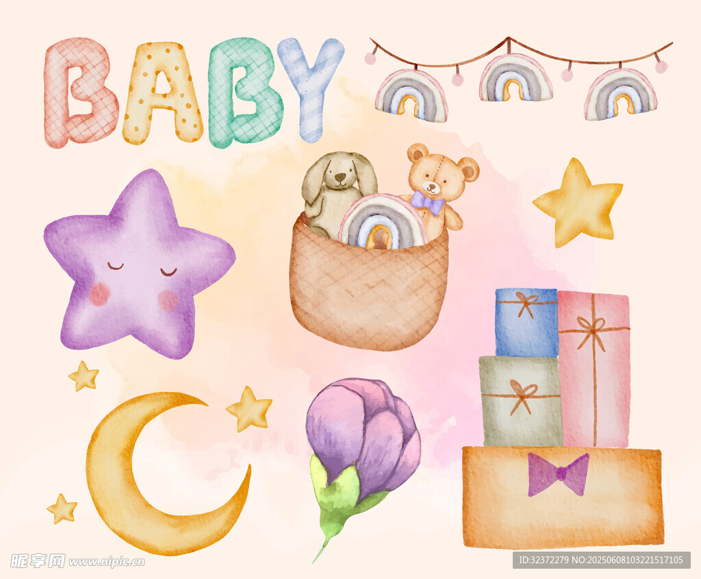 婴儿主题装饰元素集合