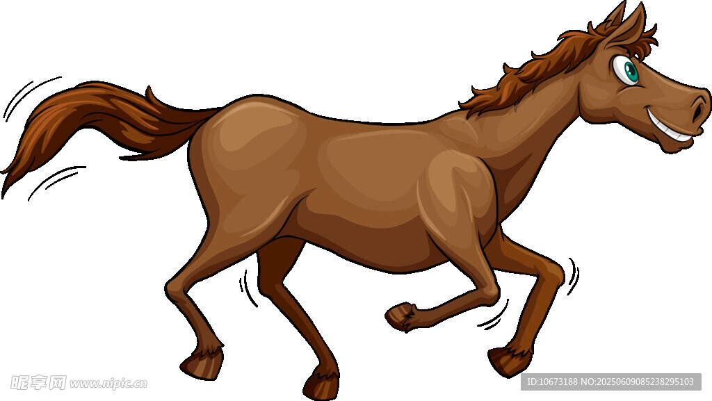 奔跑的棕色卡通骏马