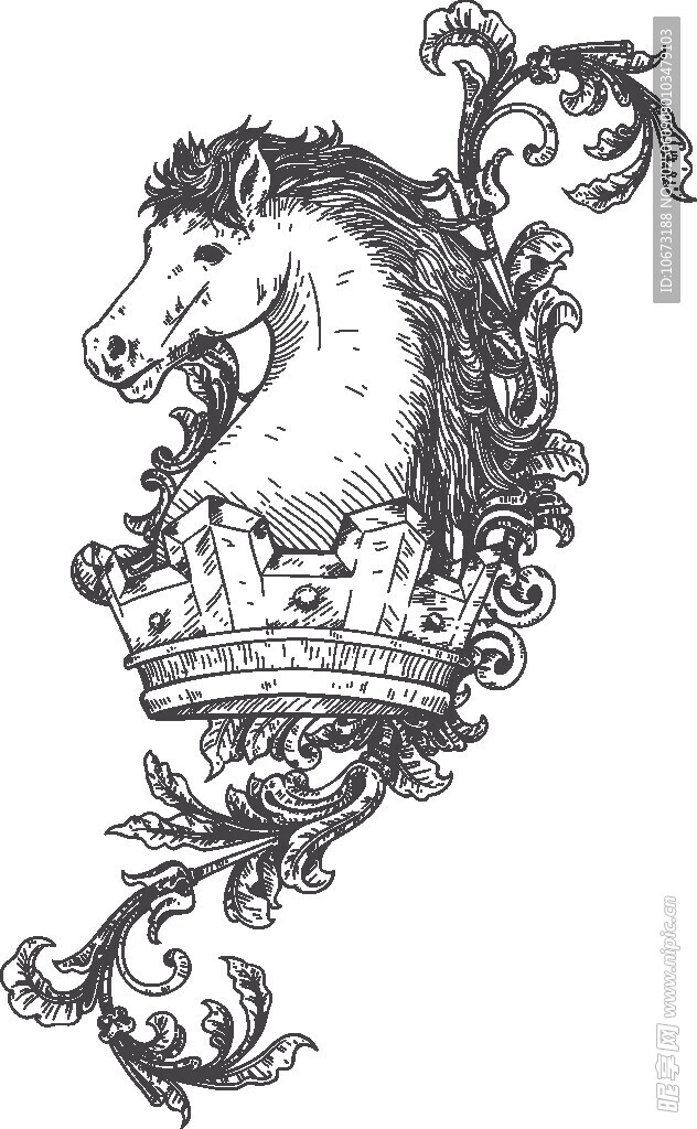 复古马头装饰图案设计