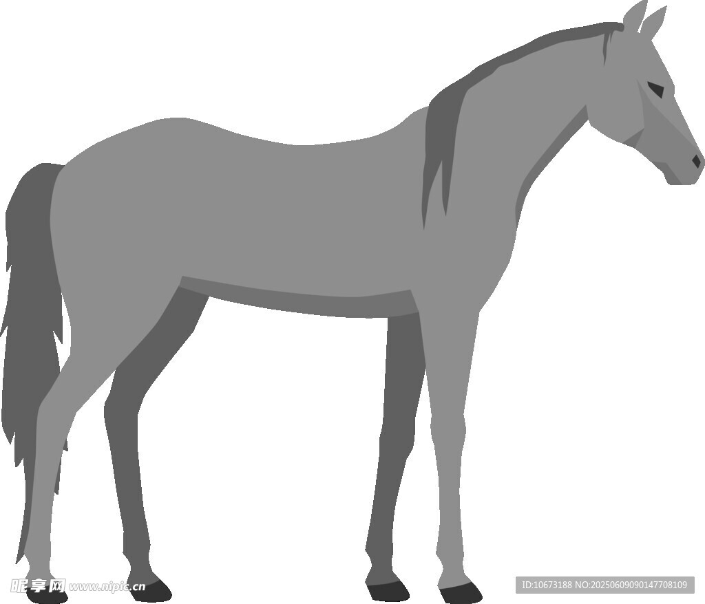 站立的灰色骏马