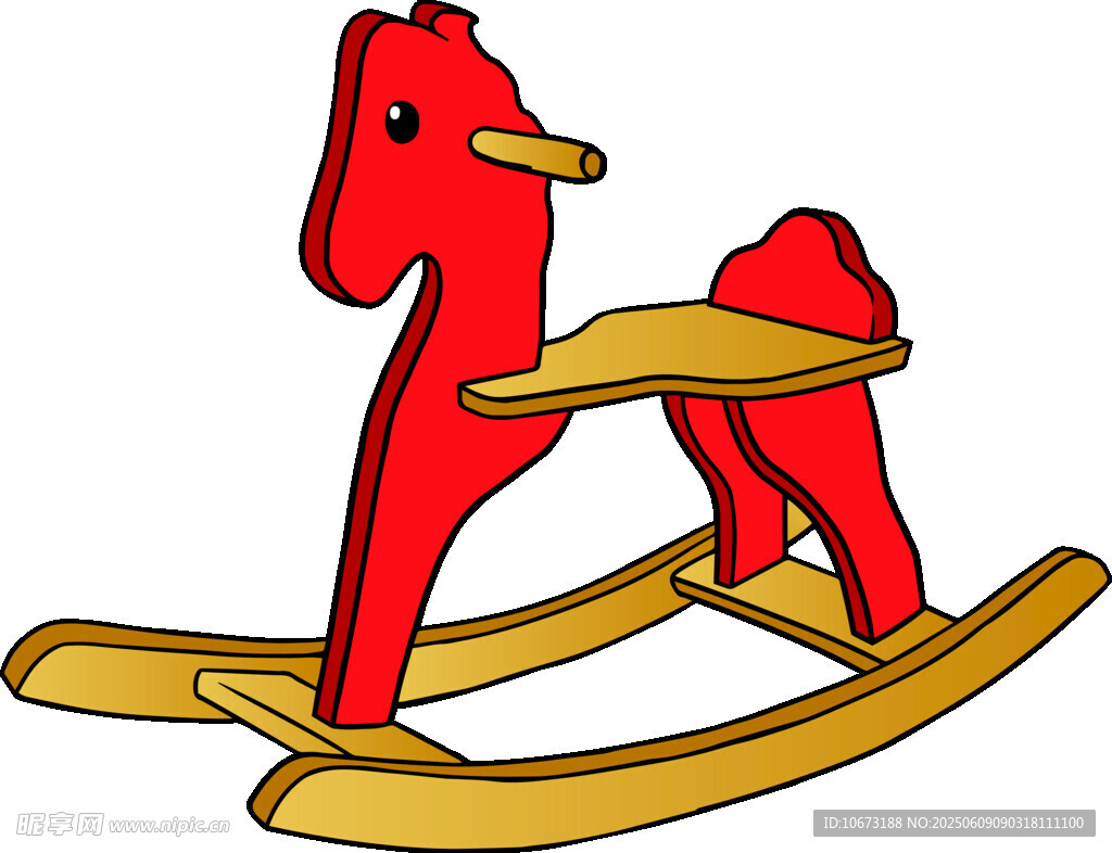 红色可爱木质摇摇马
