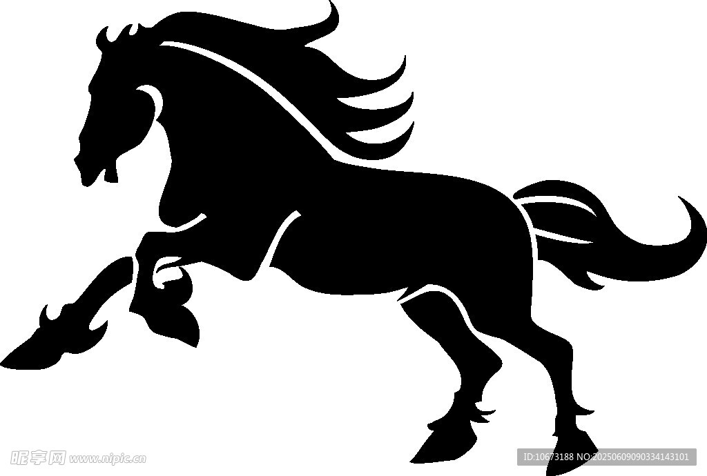 奔腾骏马剪影