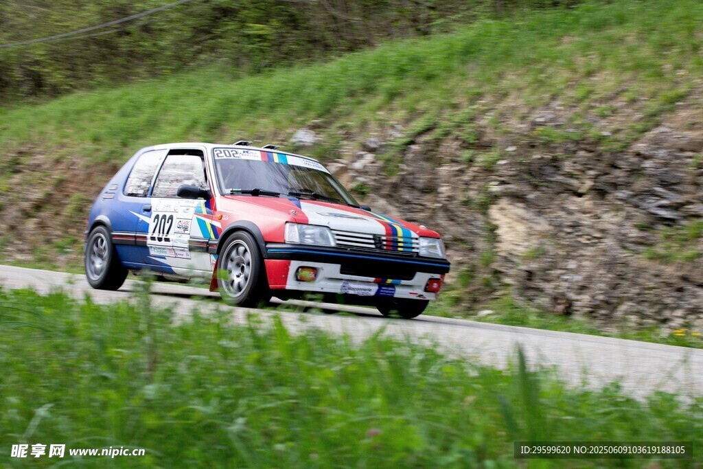 拉力赛车驰骋山间小道