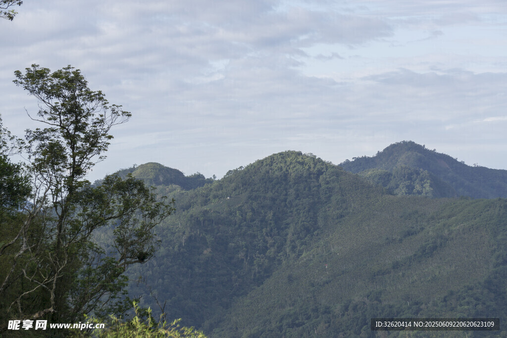 青山绿树间的秀丽山景