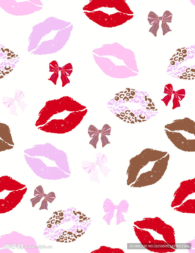 唇印蝴蝶结图案素材