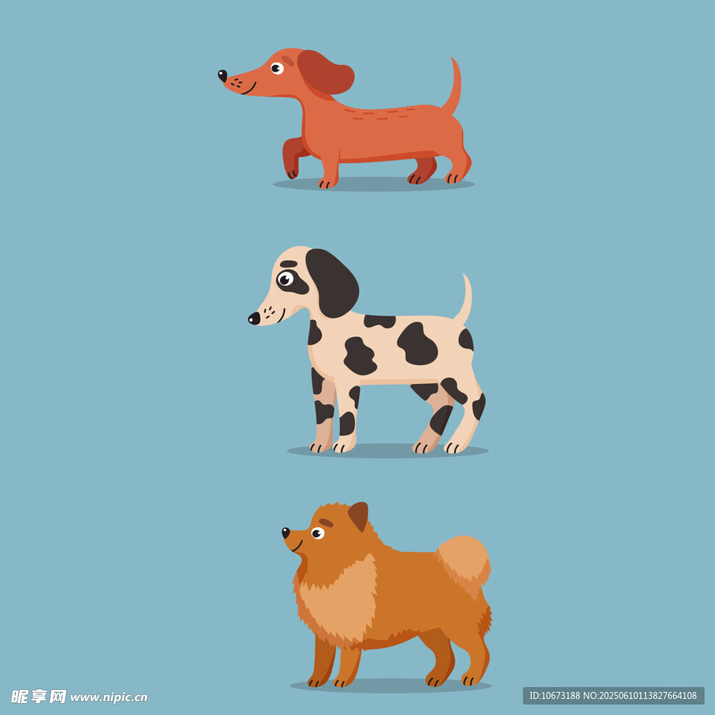 三只可爱小狗插画
