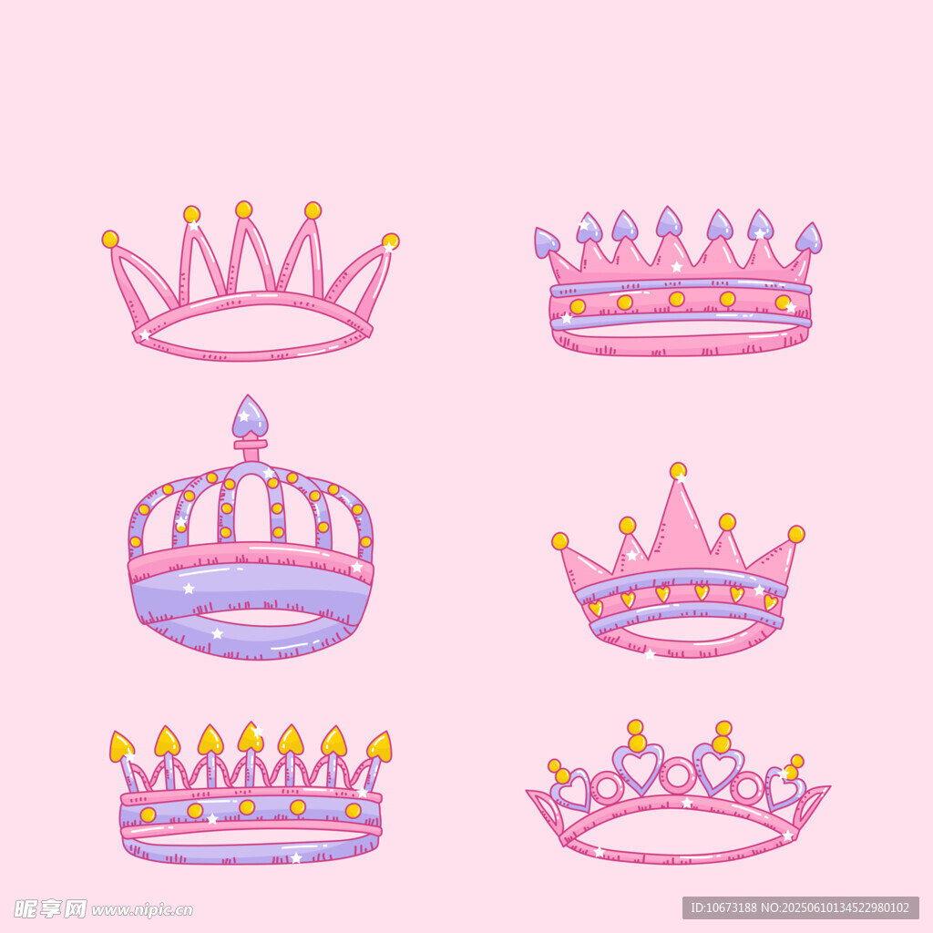 可爱多彩皇冠图案集合