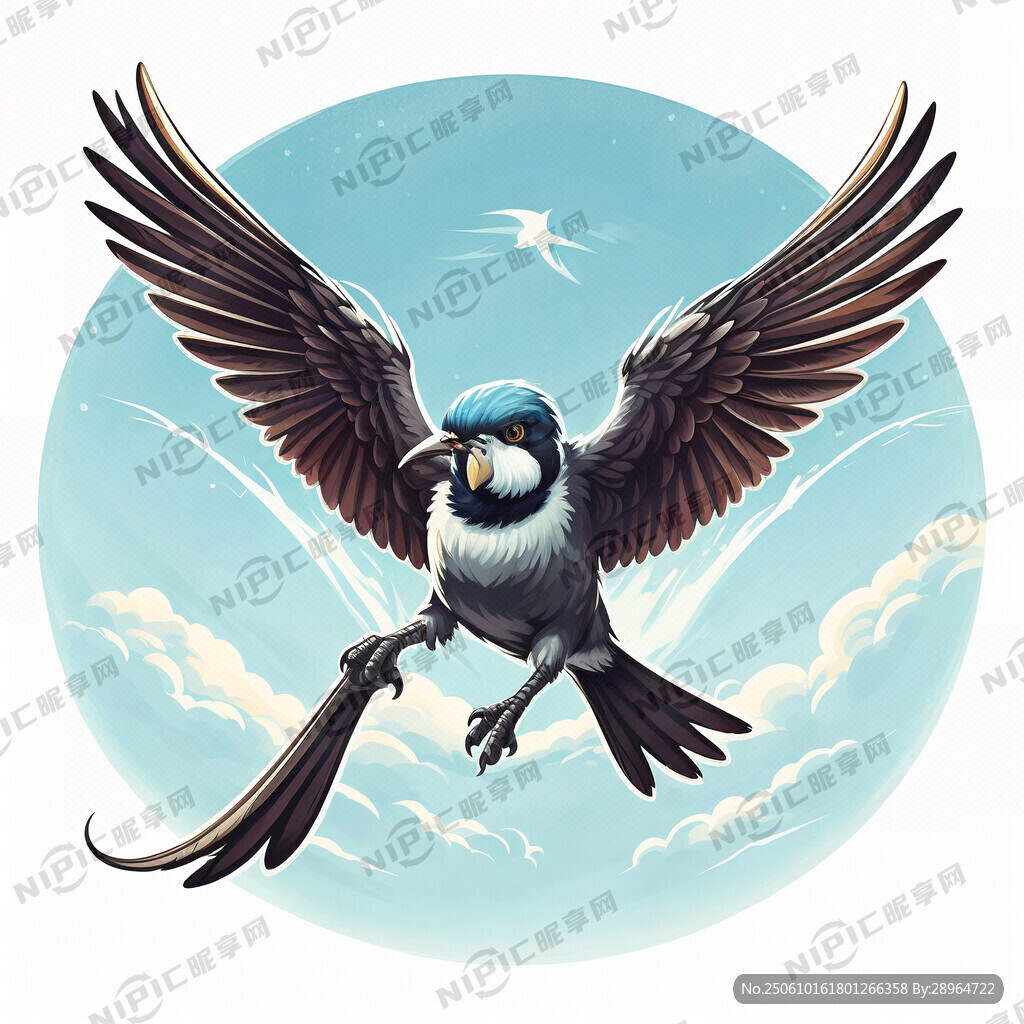 飞翔中的犀鸟卡通形象