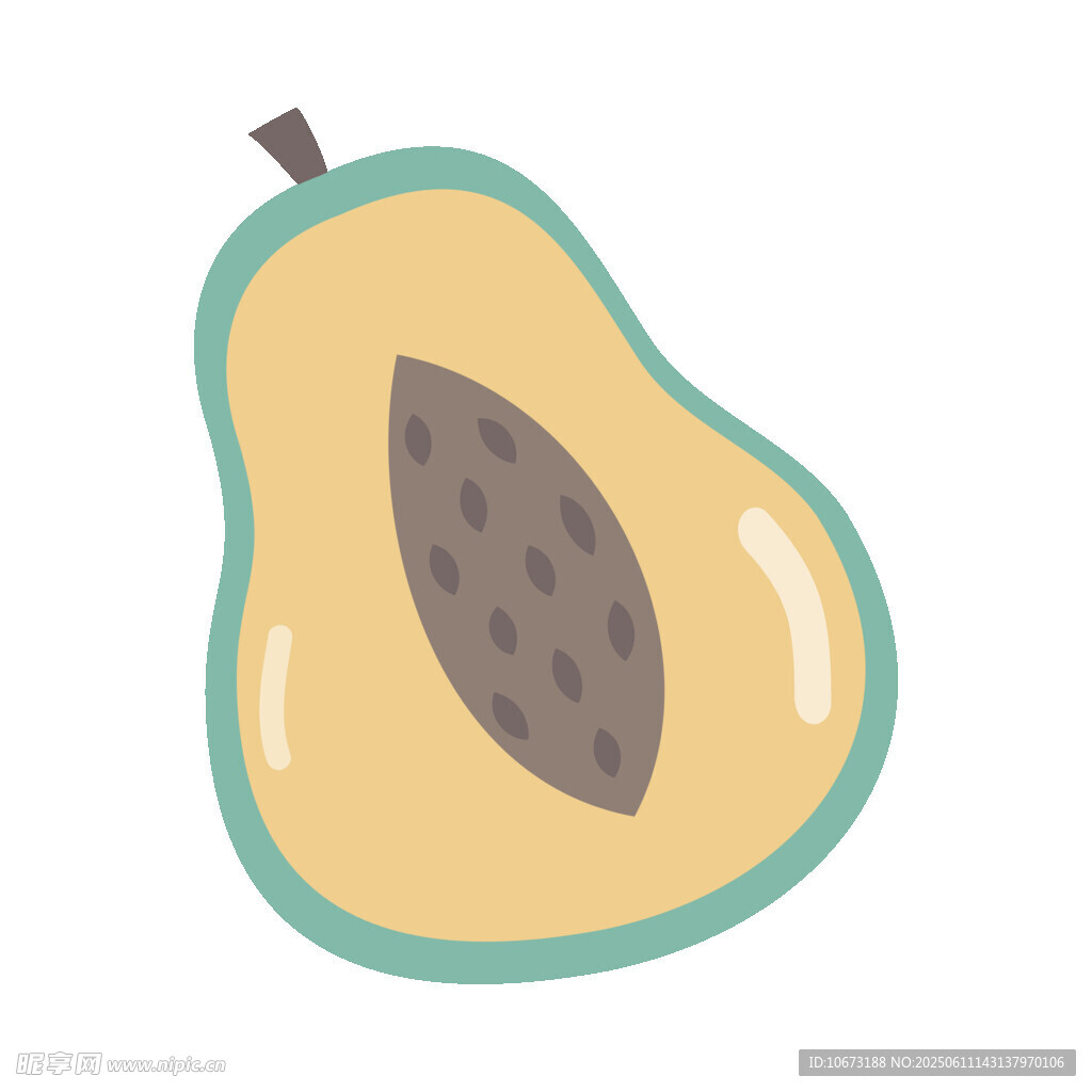 卡通风格切开的木瓜形象
