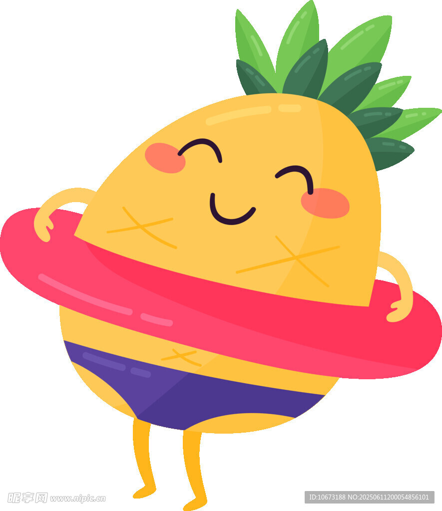 可爱菠萝造型的游泳卡通形象