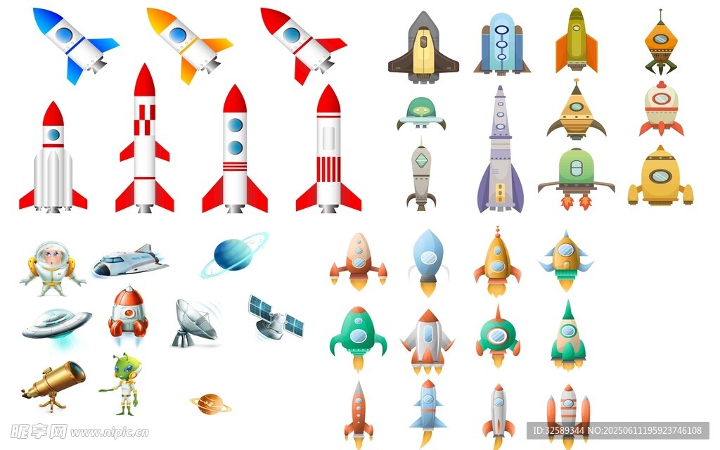 多样航天元素图标集合