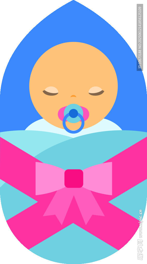 可爱婴儿裹于彩布中