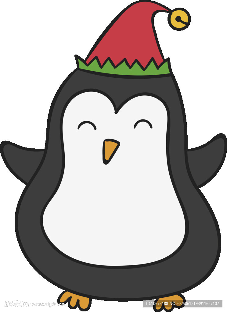 戴圣诞帽的可爱小企鹅