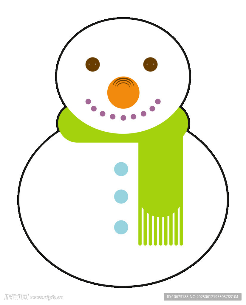 可爱雪人戴绿围巾
