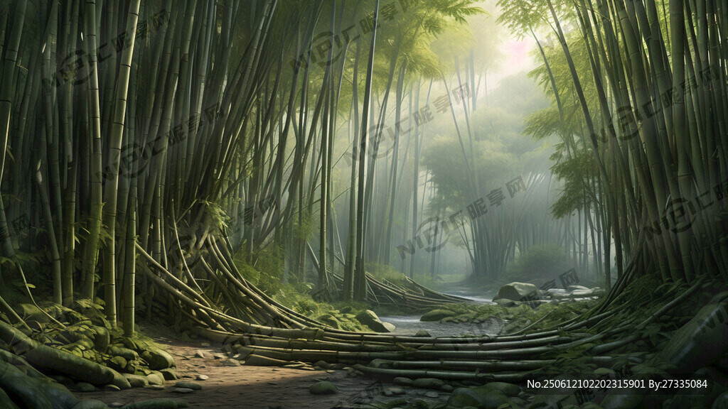 圆形 竹林 撕裂 真实感 梦幻