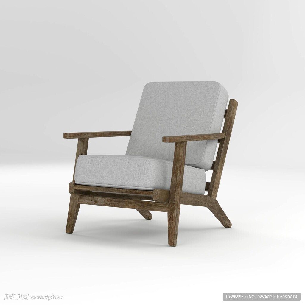 简约木质扶手休闲椅