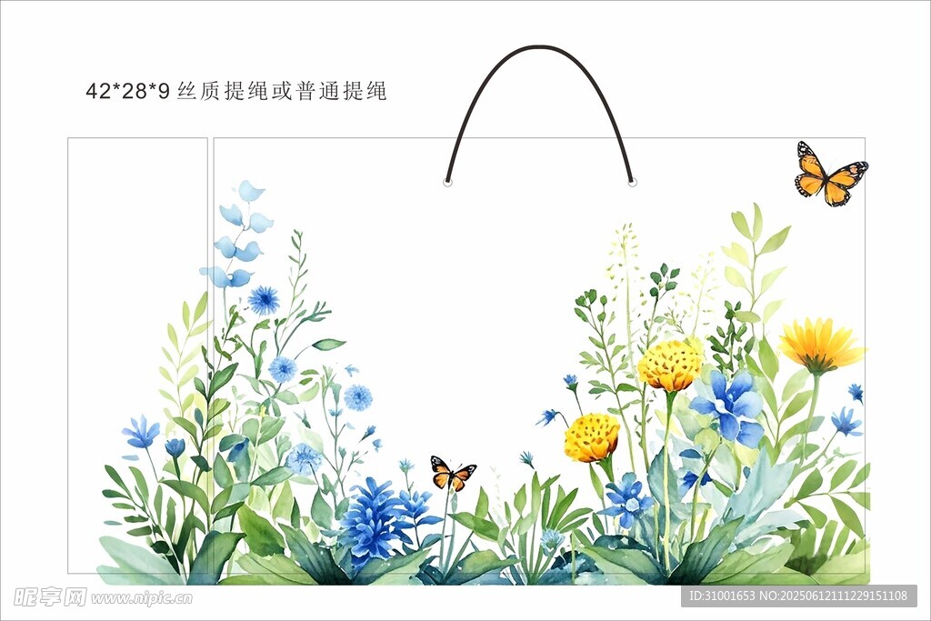 花卉装饰的手提袋设计