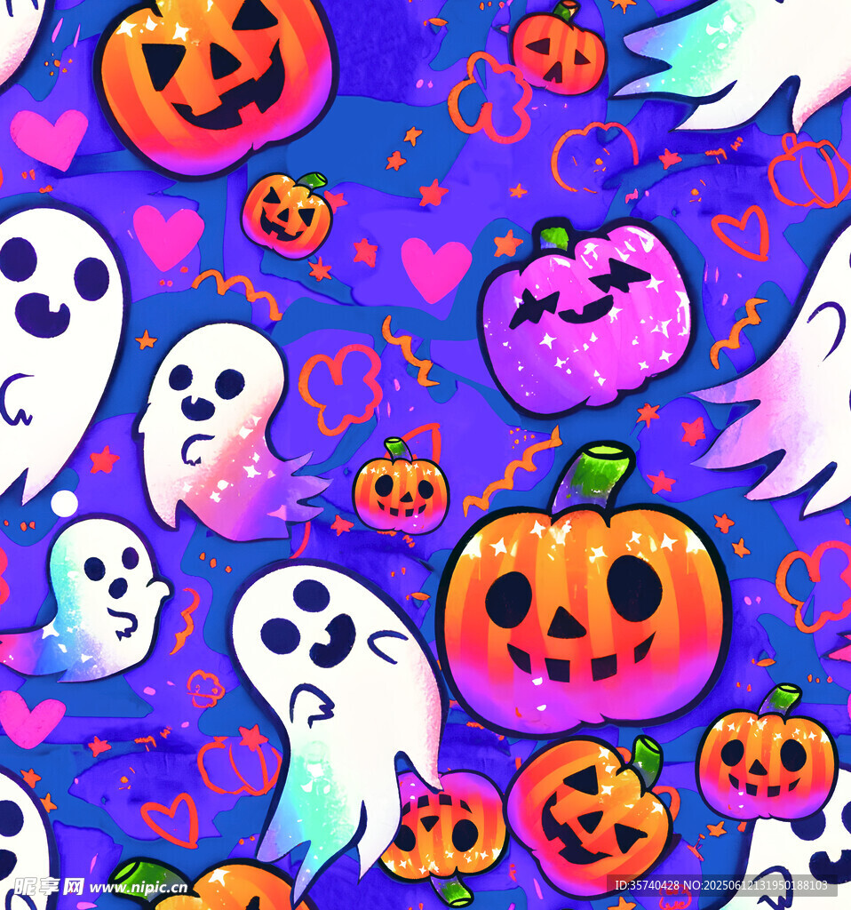 万圣节鬼怪南瓜图案背景