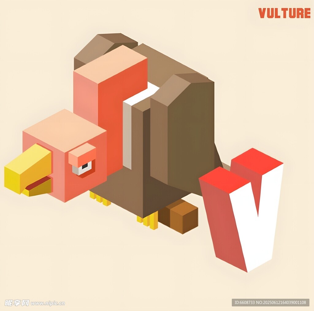 立体字母构成的创意飞鸟