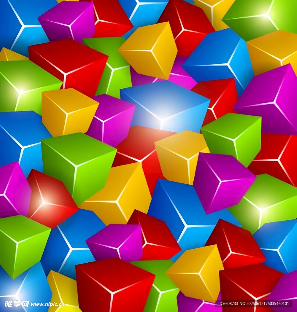 多彩立体方块背景图案