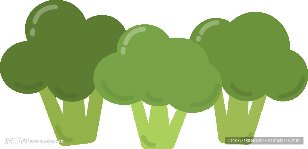 三颗西兰花插画