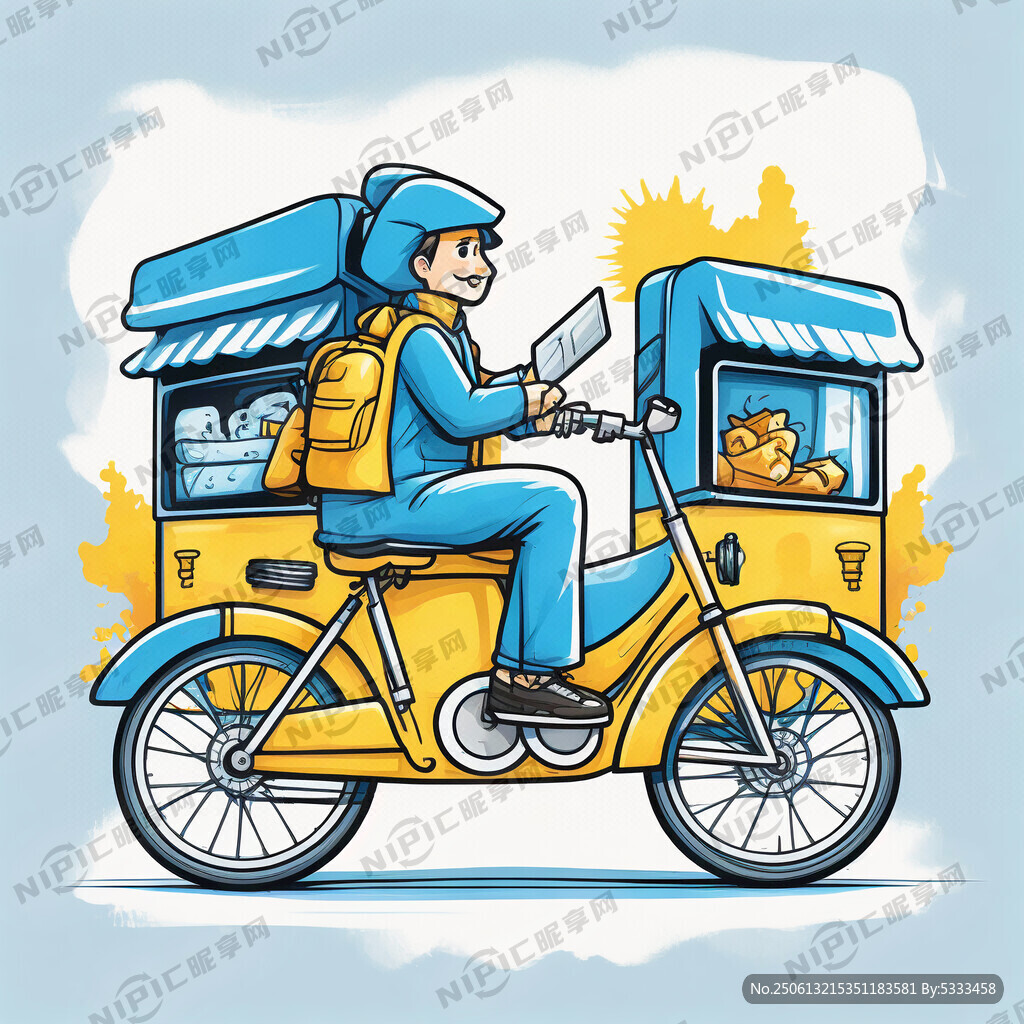 蓝色黄色为主色调 手绘风格