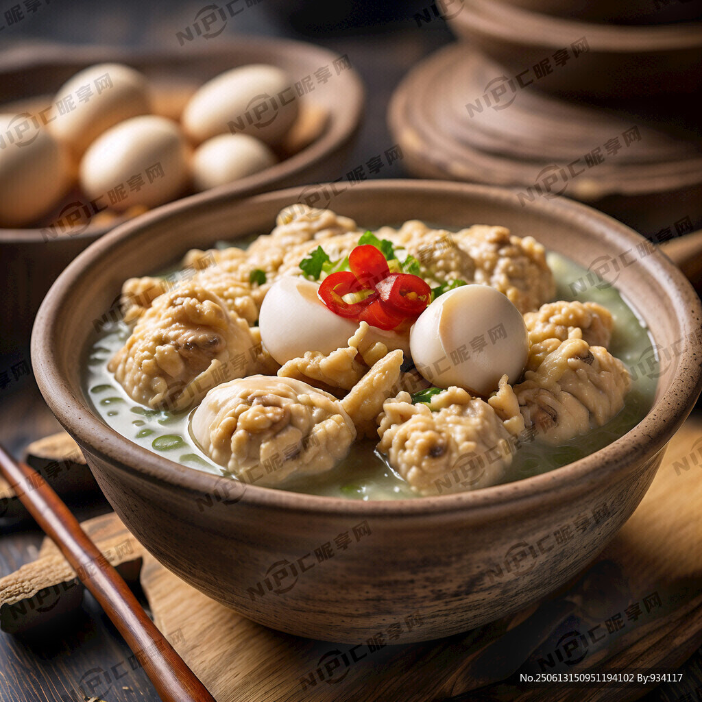 泥丁 鸡卵 粥 瓦煲