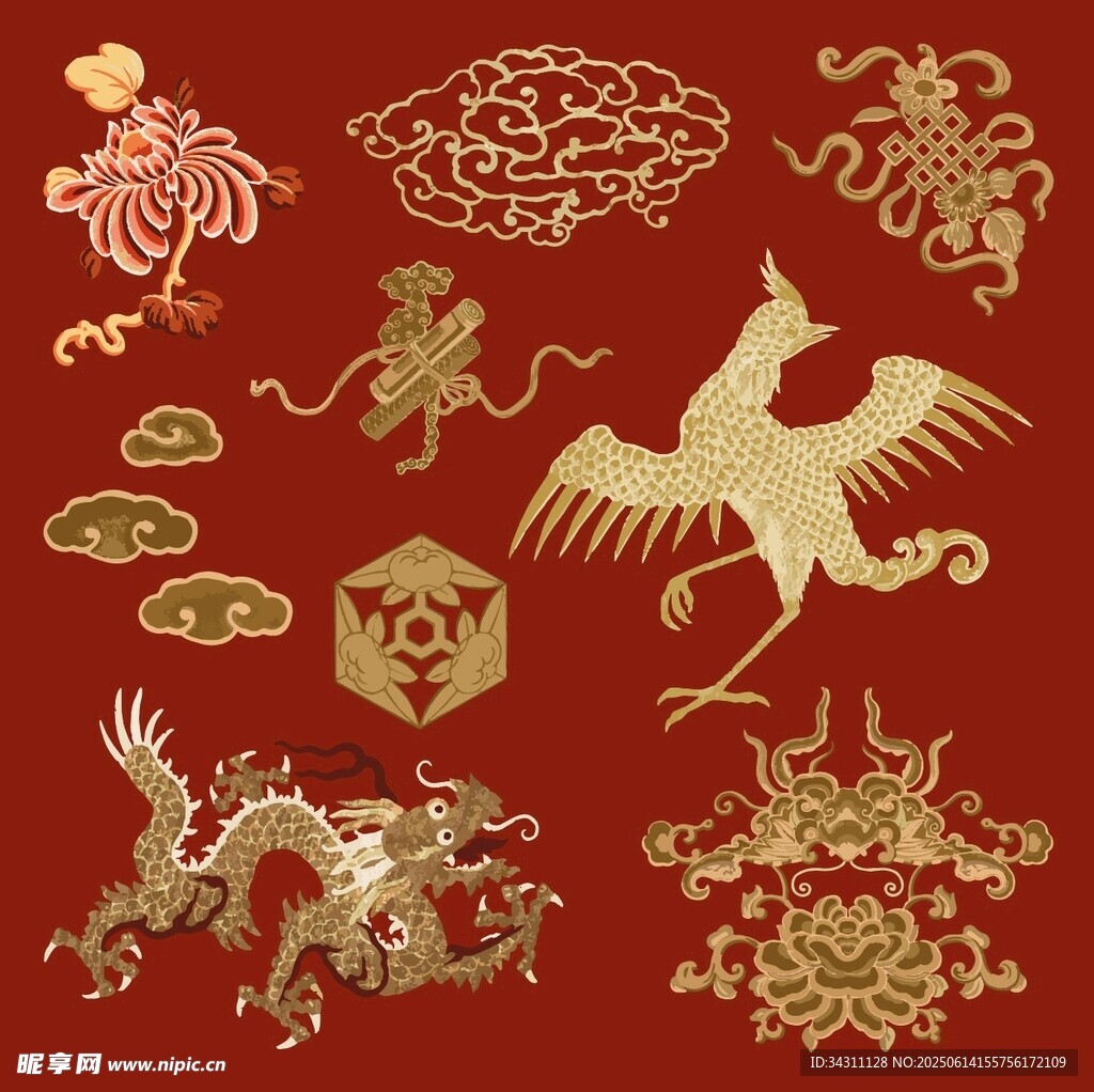 中式龙凤吉祥传统图案集