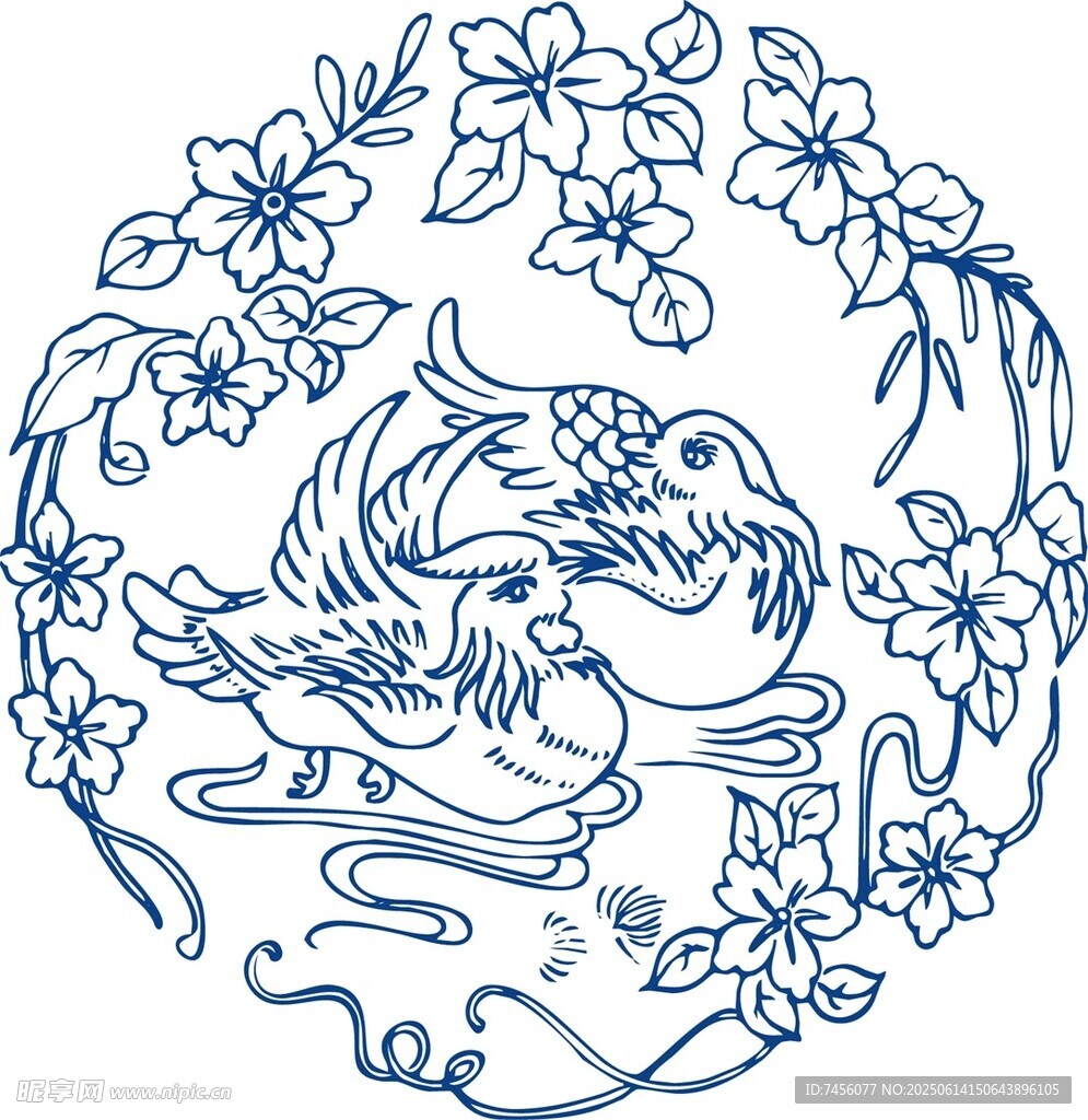 中式花鸟凤凰传统纹样