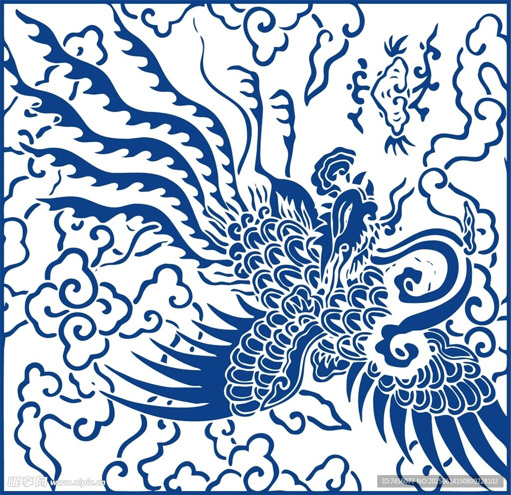 青花瓷凤纹图案