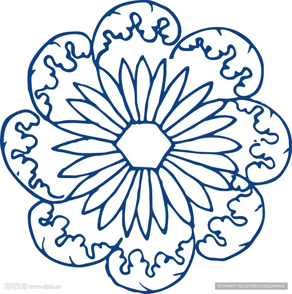 蓝色花卉图案装饰纹样