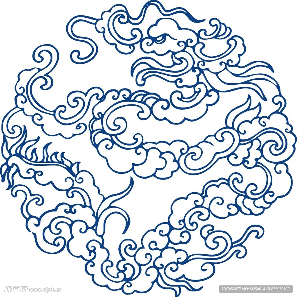 中式传统云纹圆形图案