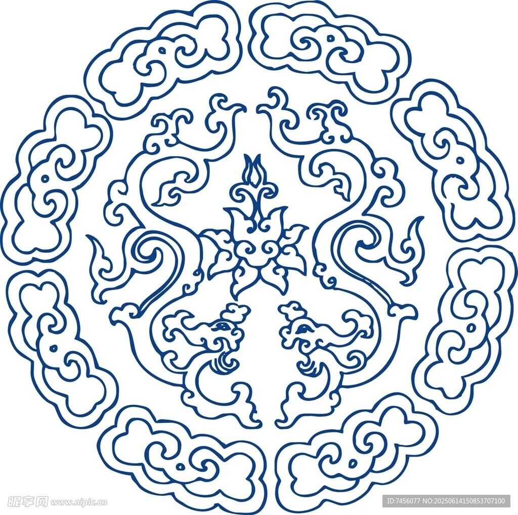 中式传统圆形云纹图案