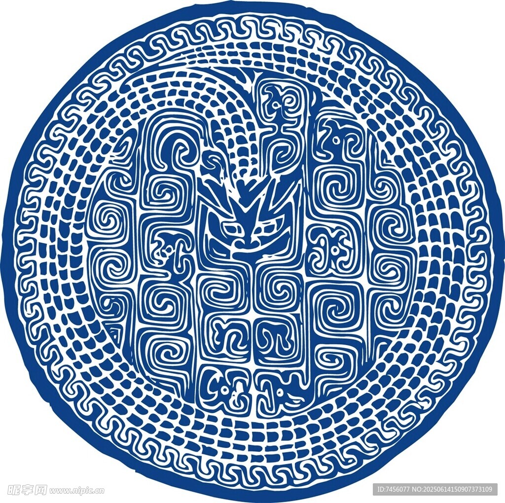 中式蓝白花纹传统瓷盘