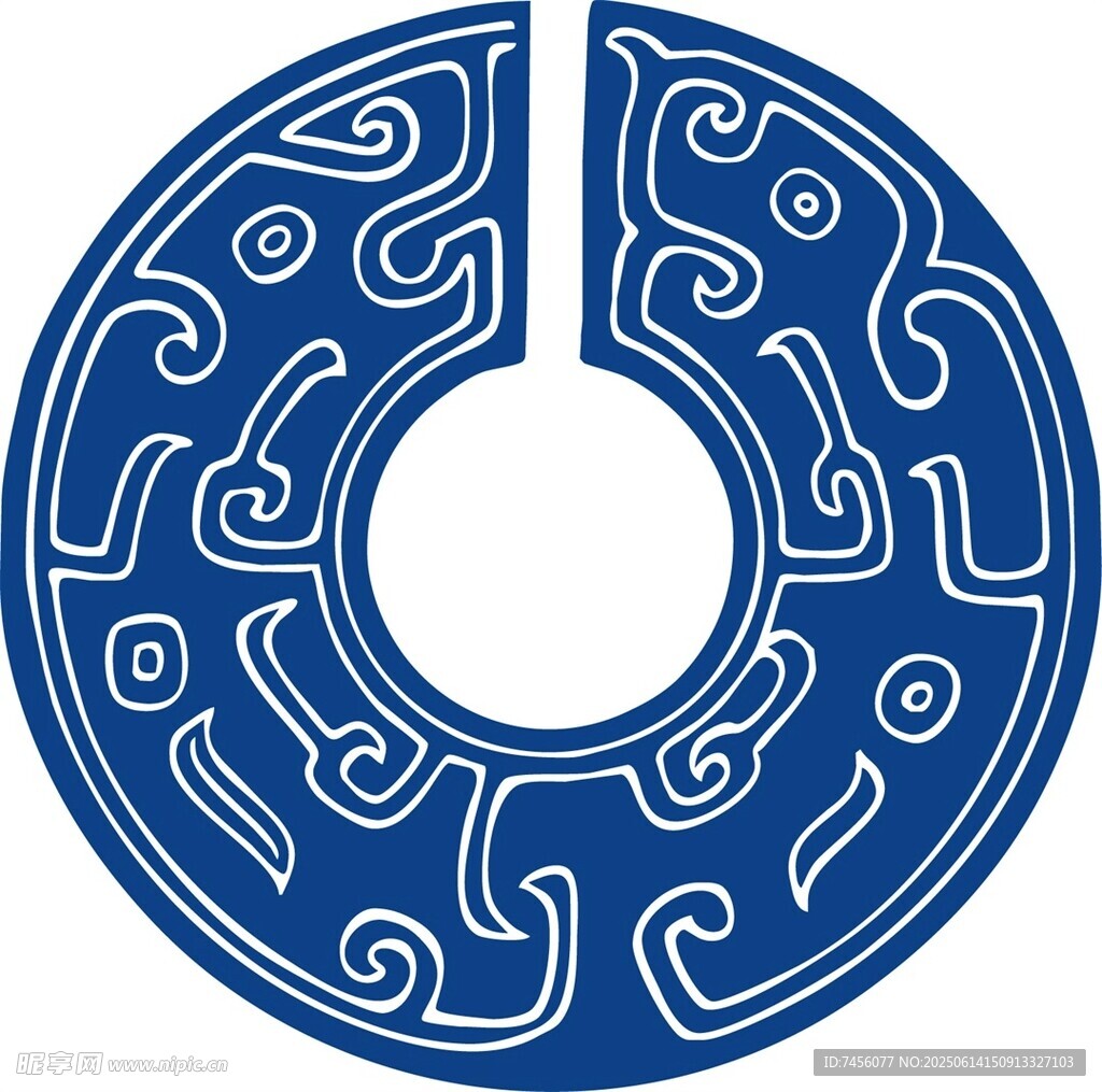 传统蓝色玉环纹饰图案