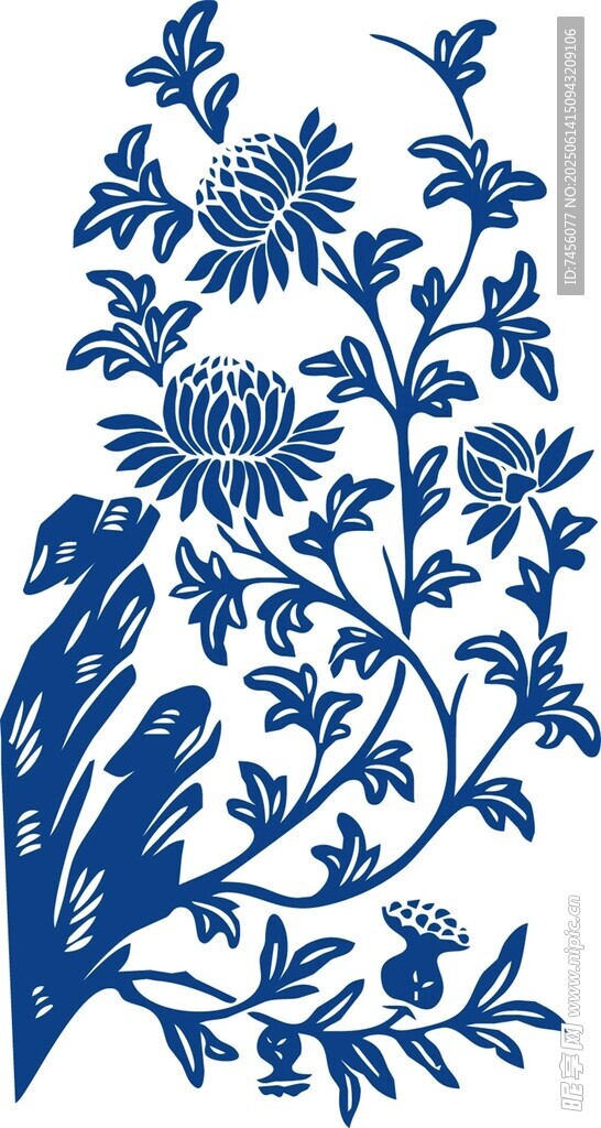 青花瓷花鸟图案纹饰