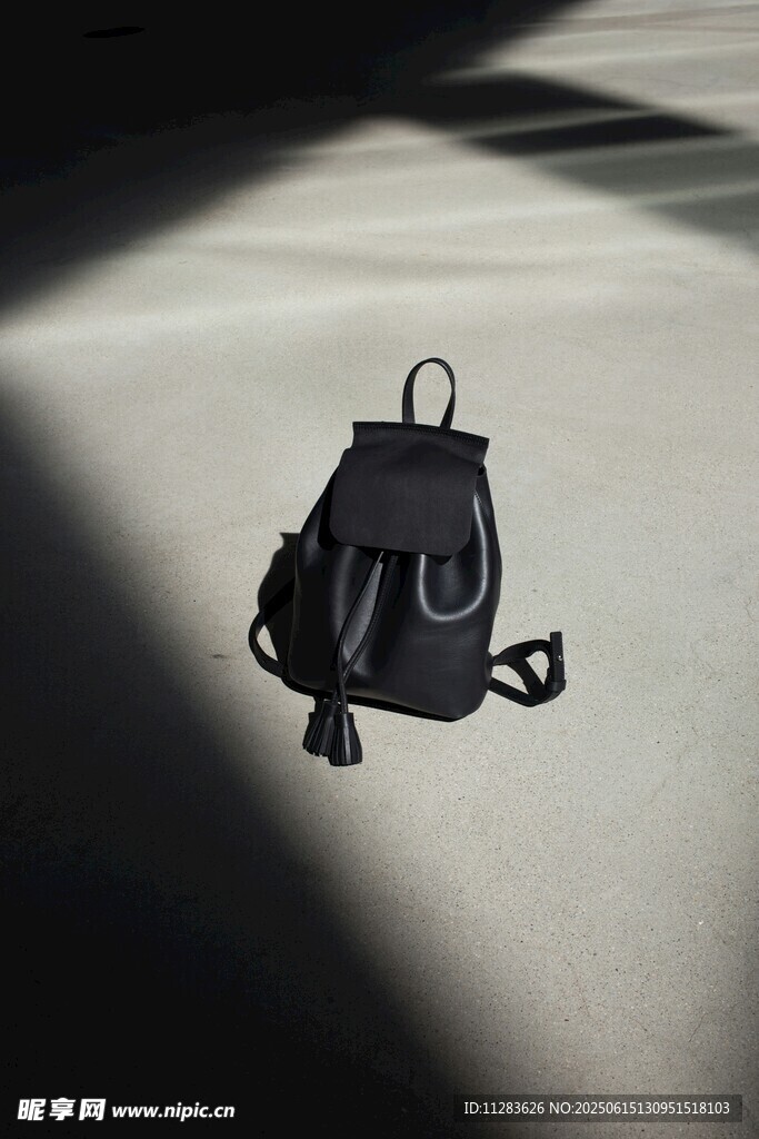 简约黑色双肩背包特写