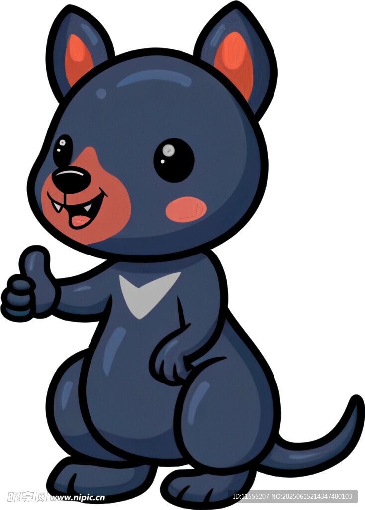 可爱卡通袋鼠竖起大拇指