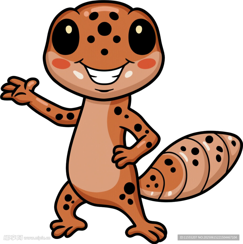 可爱斑点小蜥蜴打招呼