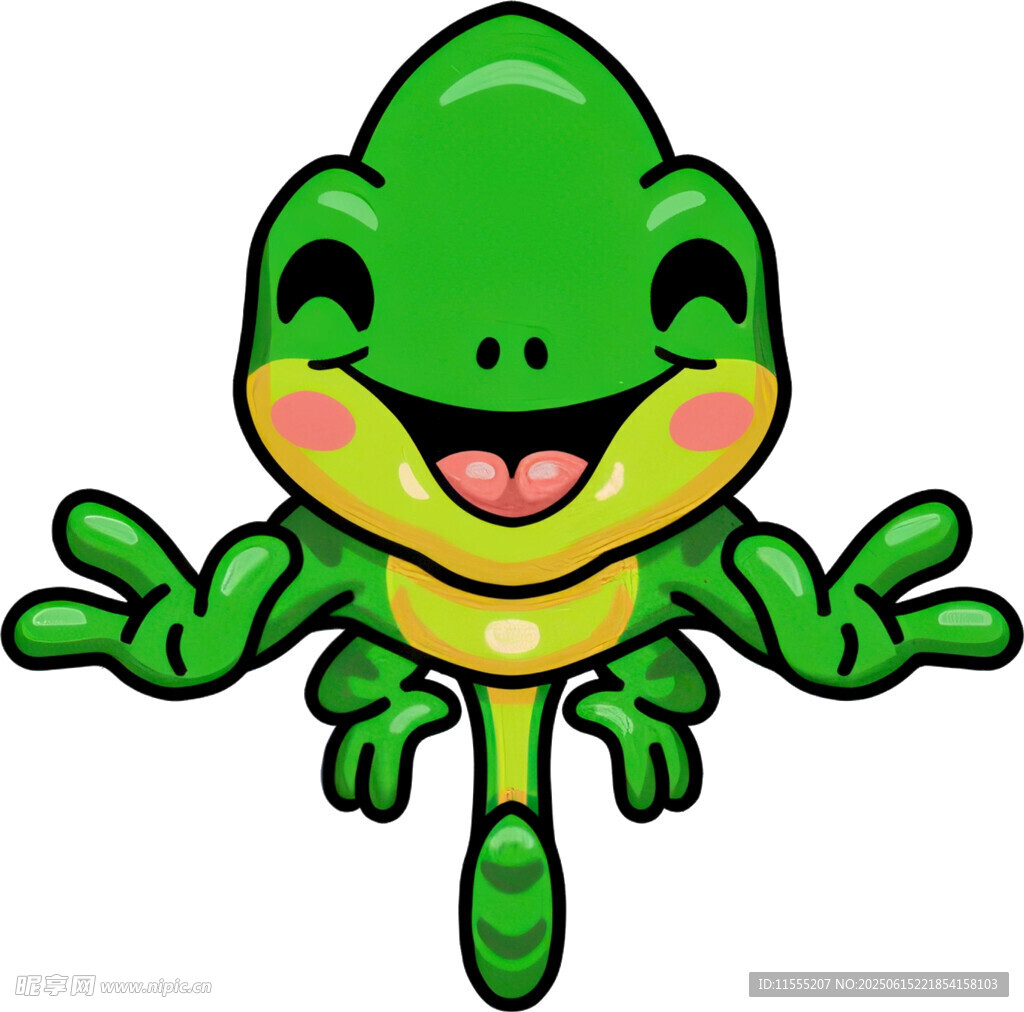 可爱绿蜥蜴卡通形象