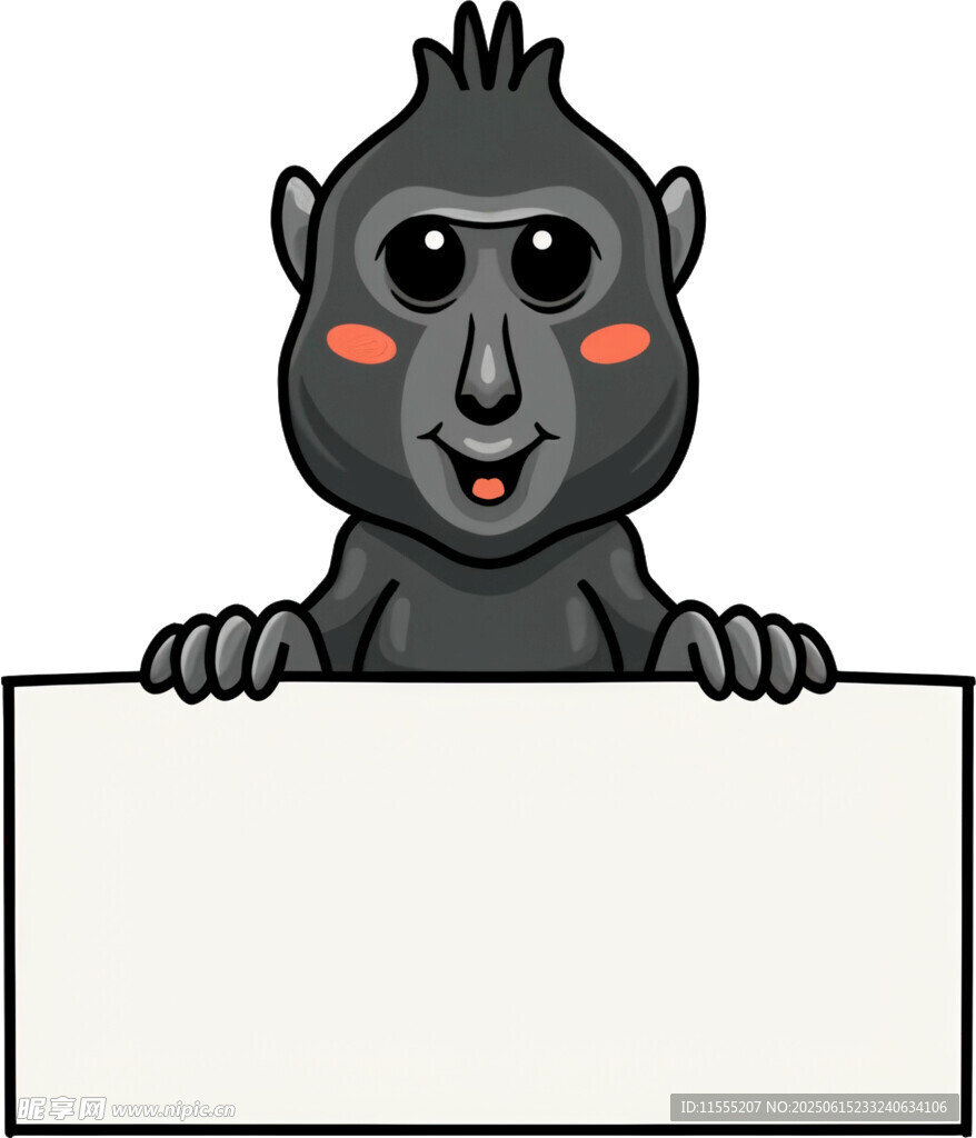 小黑猴手持空白广告牌