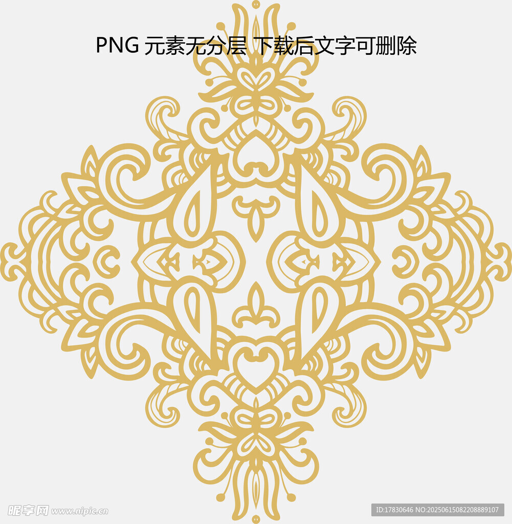 金色中式对称花纹图案